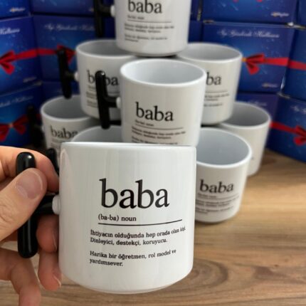 Kişiselleştirilmiş Baba Figürlü Porselen Siyah Kulplu T Kupa Bardak - Kutulu